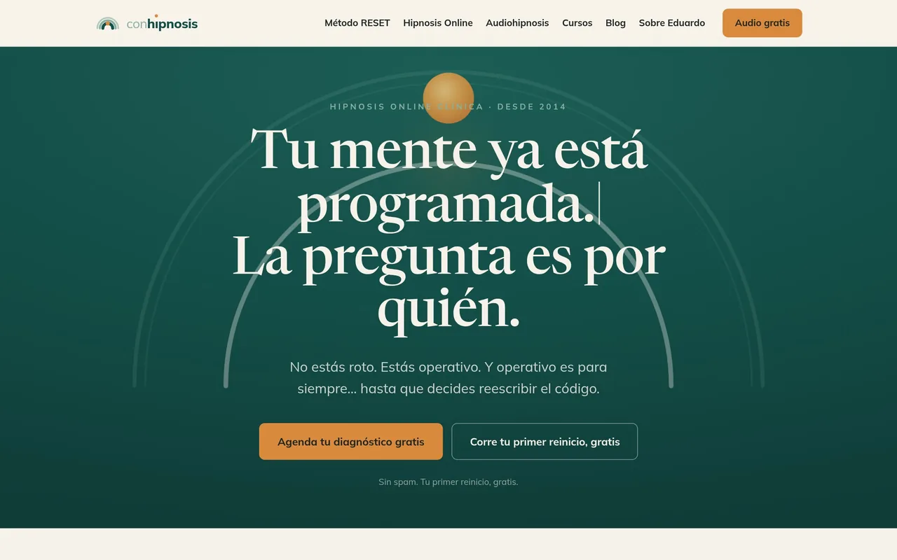 Sitio de conhipnosis, audiohipnosis y método RESET